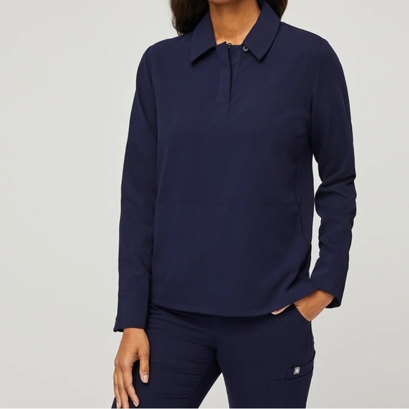 Figs Women's Navy Button Down Shirt - Picture 1 of 8